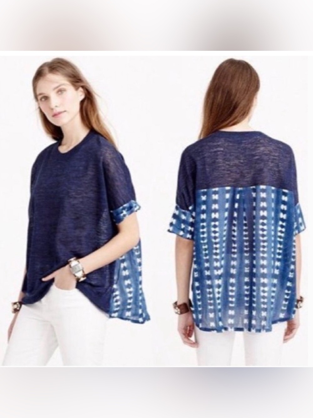 J.Crew Combo Sweater
in Tie Dye Faded Adire M